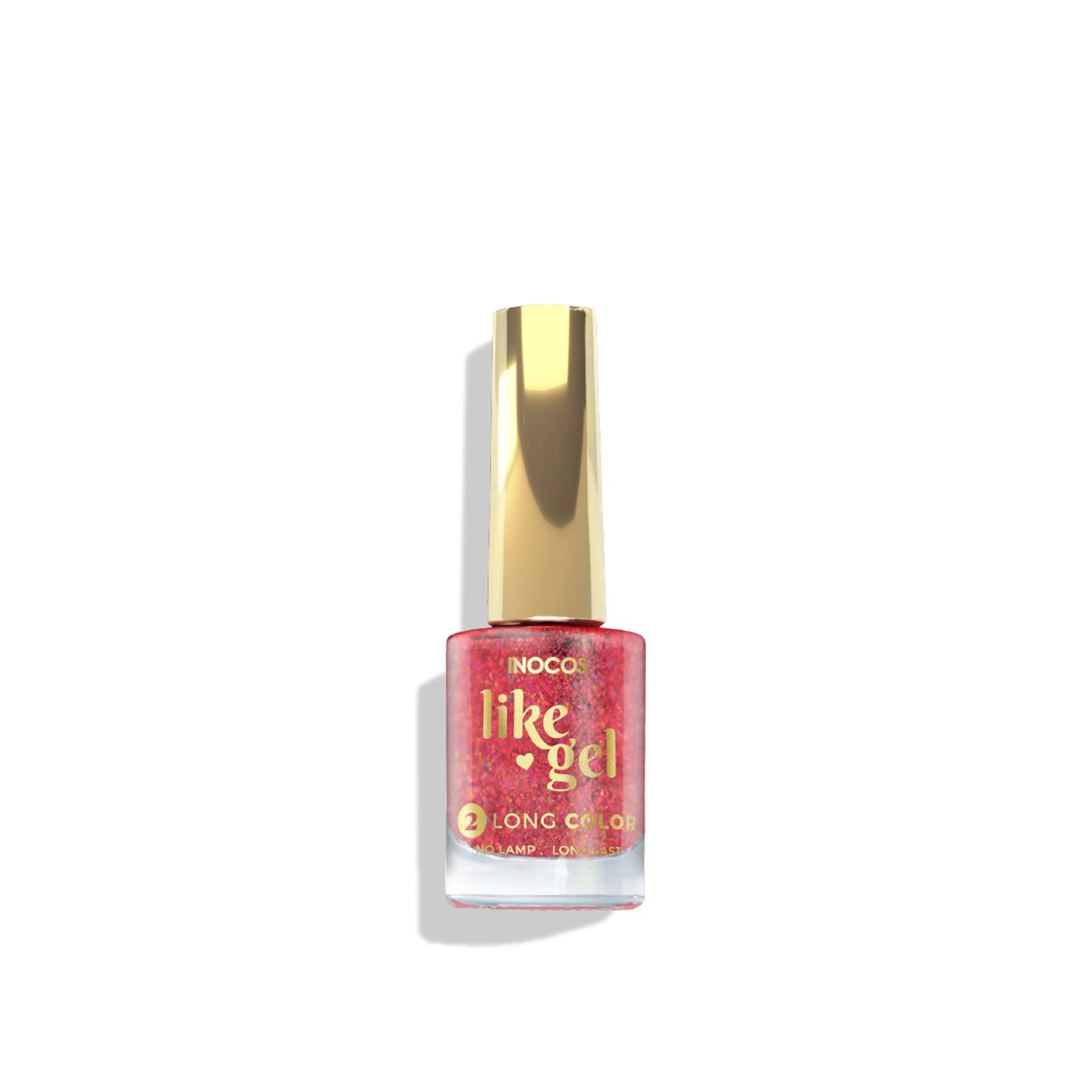 INOCOS Like Gel 2 Long Color Nail Polish 157 Red Glitters Mix