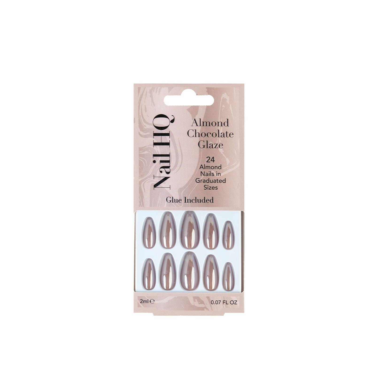 how to apply press on nails: Nail HQ Almond Chocolate Glaze Nails