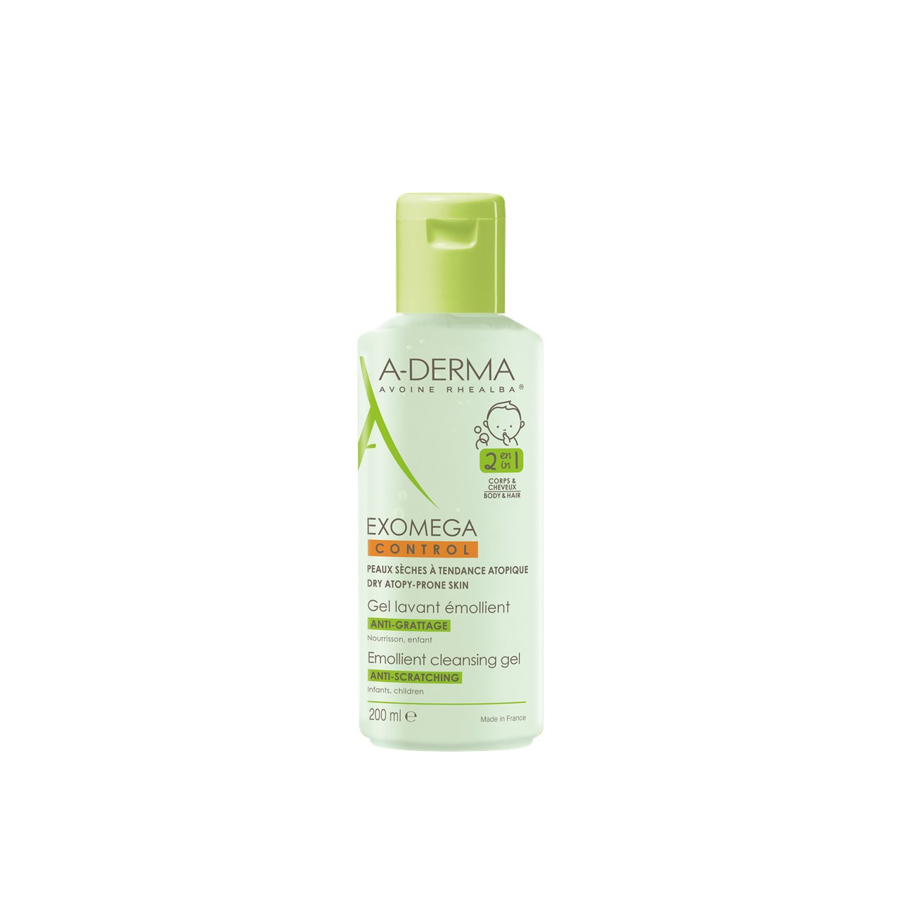 A-Derma Exomega Control Gel Lavagem Emoliente 2em1 Corpo Cabelo 500ml