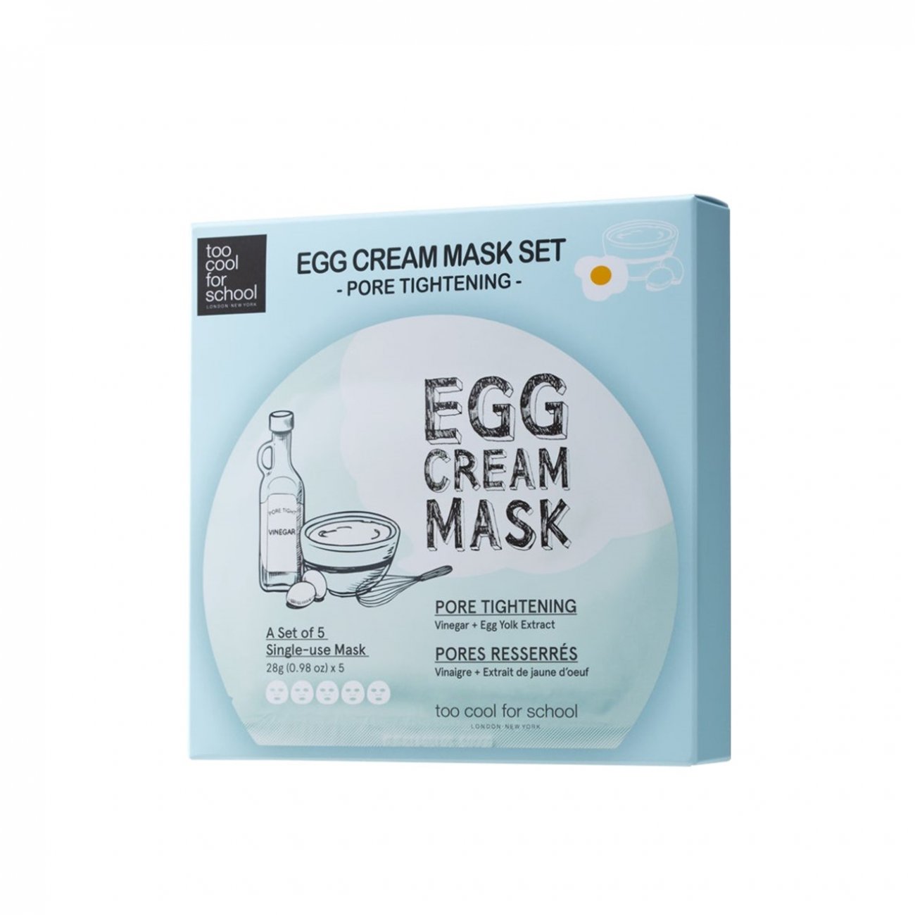 PROMOTIONAL PACK:Too Cool For School Egg Cream Pore Mask Set 5x28g (5x0.99oz) ·