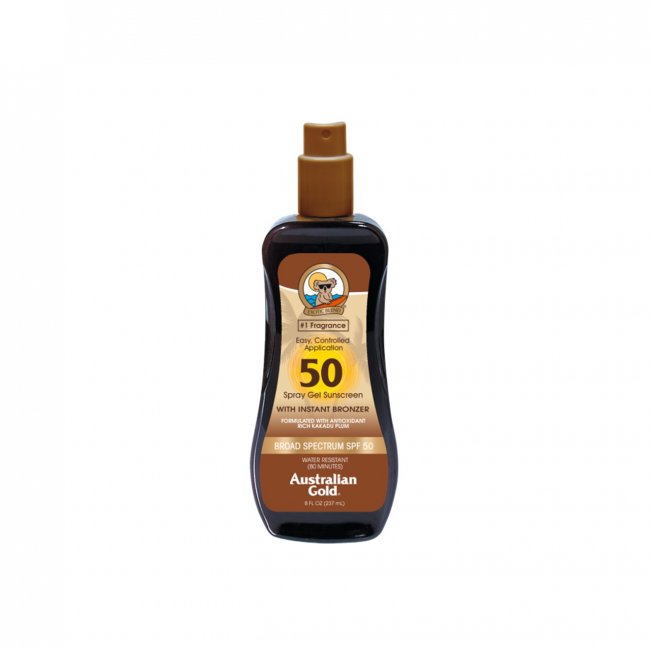Australian Gold Spray Gel Sunscreen Instant Bronzer SPF50 237ml