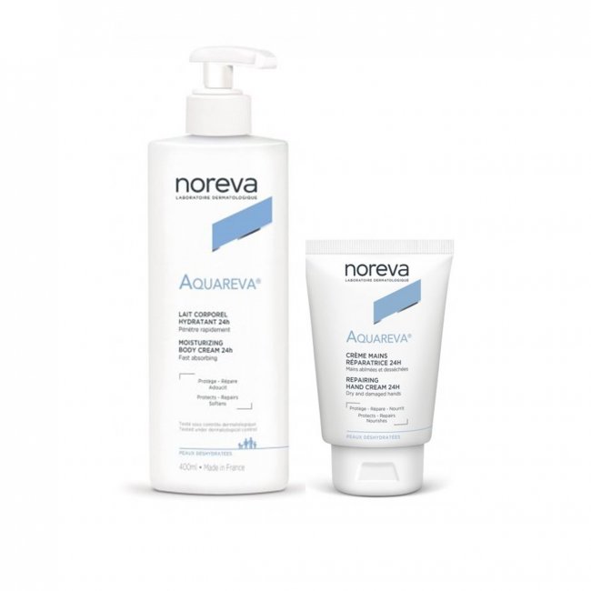 Noreva Aquareva Moisturizing Body Cream 24h 400ml Hand Cream 50ml