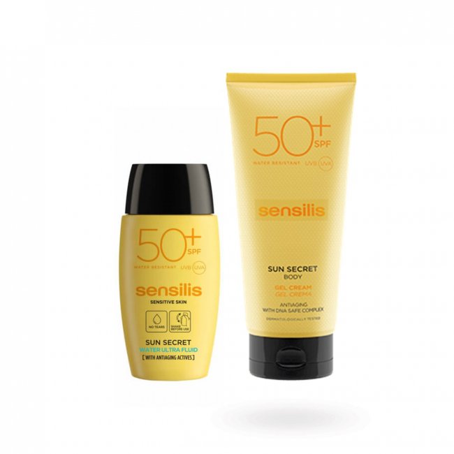 Promotional Pack Sensilis Sun Secret Water Fluid Spf50 40ml Gel Cream Spf50 200ml