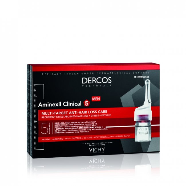 Vichy Dercos Aminexil Clinical 5 Anti-Hair Loss Ampoules Men x21