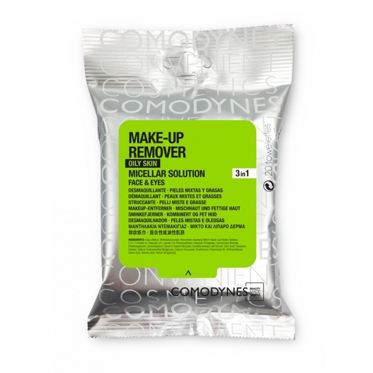 Comodynes Make-Up Remover Wipes Oily & Combination Skin x20