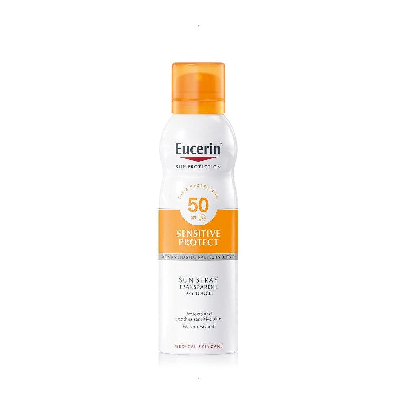 Eucerin dry touch suncream spray for sensitive skin spf 50 Eucerin Sun Sensitive Protect Sun Spray Dry Touch Transparent Spf50 200ml