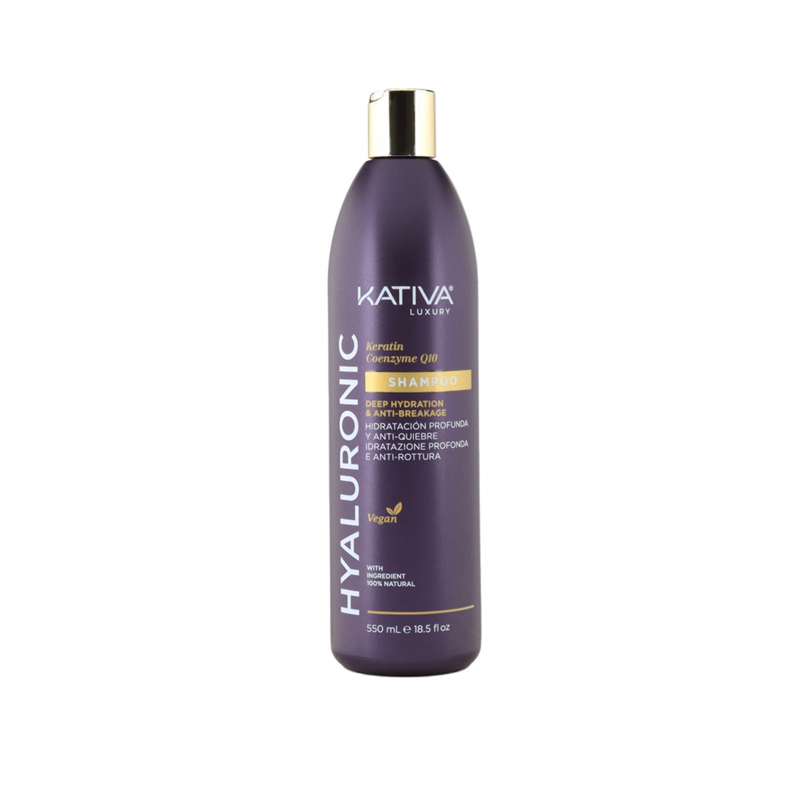 Kativa Luxury Hyaluronic Hydration & Anti-Breakage Shampoo 550ml (18.5 oz) · USA