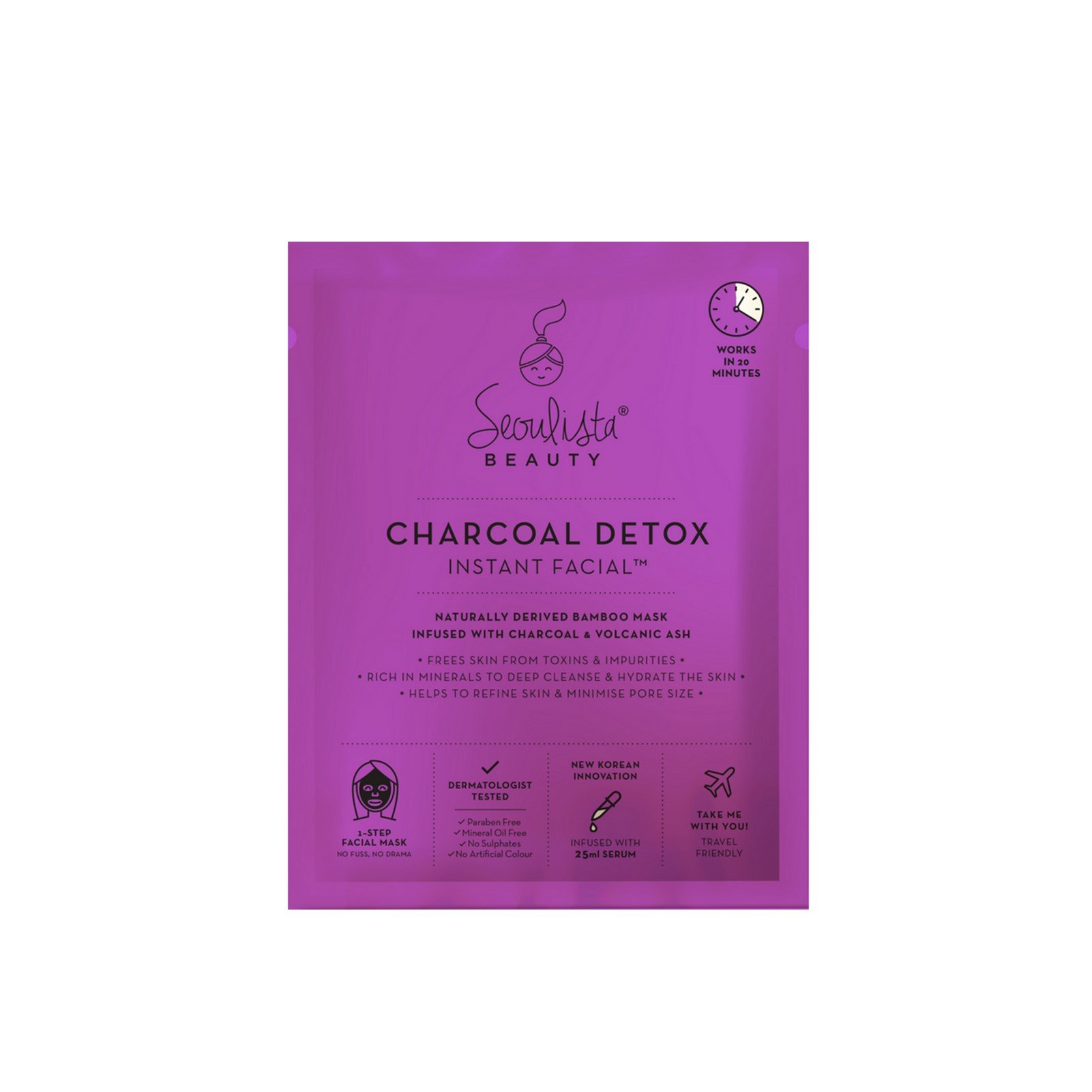 Buy Seoulista Beauty Charcoal Detox Instant Facial Sheet Mask 25ml