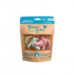 Dr. Brown’s HappyPaci Silicone Pacifier 0-6m Green and Pink x2