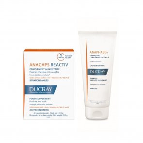 NEAR EXPIRY:Ducray Anacaps Reactiv Hair&Nails Acute Conditions x30 + Shampoo 200ml