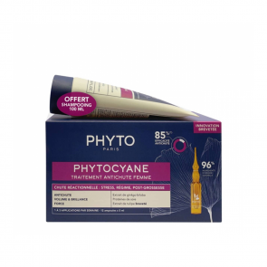 PAQUETE PROMOCIONAL:Phytocyane Reactive Hair Loss Treatment For Women 12x5ml + Invigorating Shampoo 100ml
