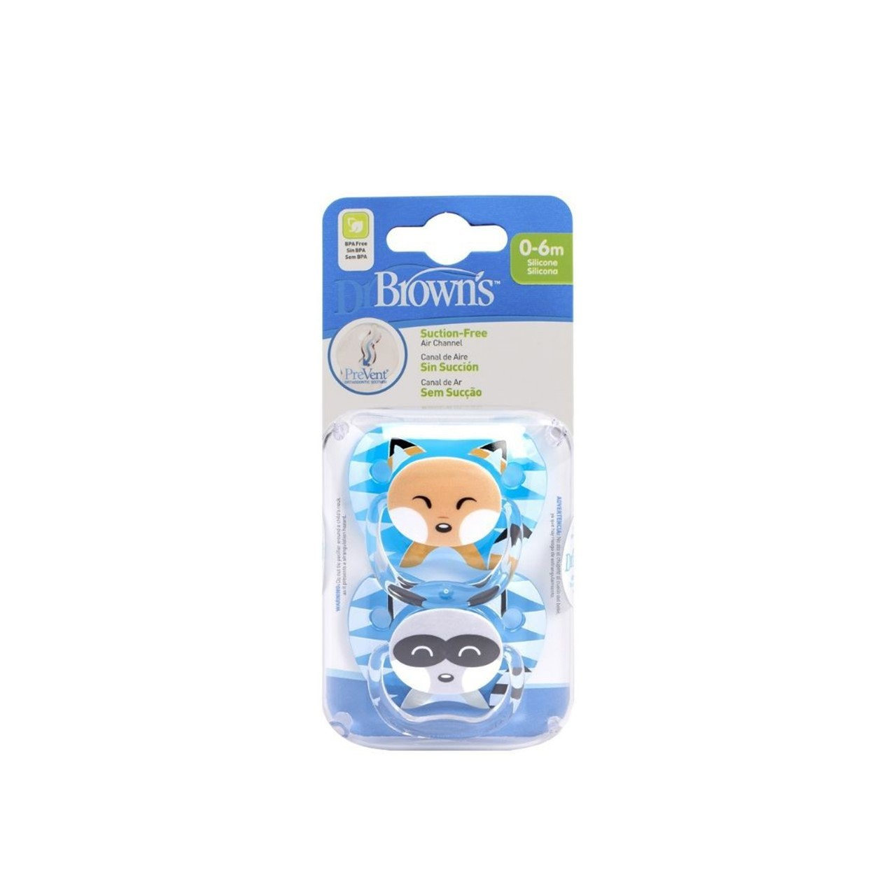 Dr Browns Chupetes Prevent Classic Animal Faces 6-18 M 2 Unidades