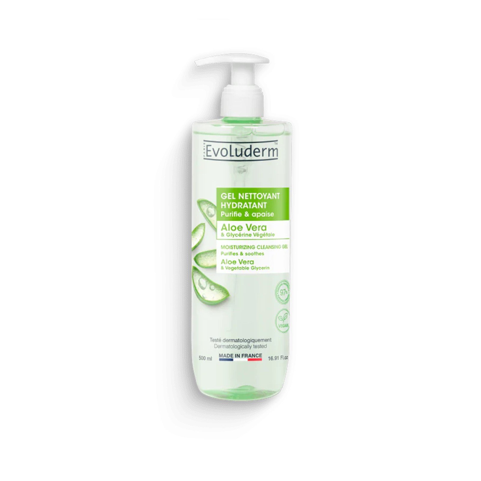 Evoluderm Aloe Vera Moisturizing Cleansing Gel 500ml (16.91floz) USA