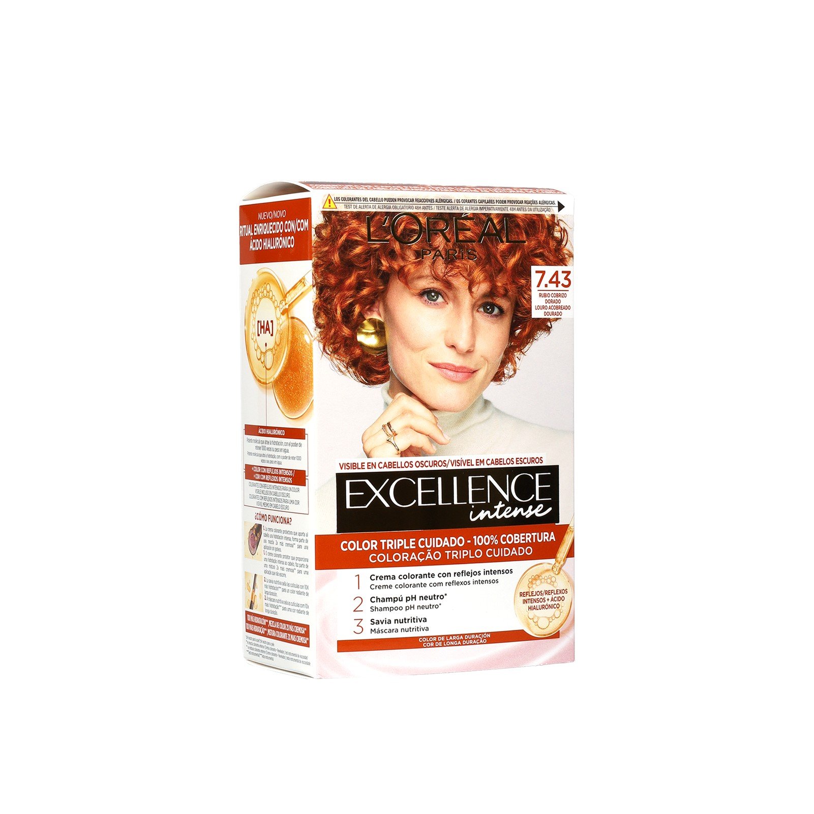 L'oréal Paris Excellence Intense Louro Tintura 7.43 Cobre Dourado