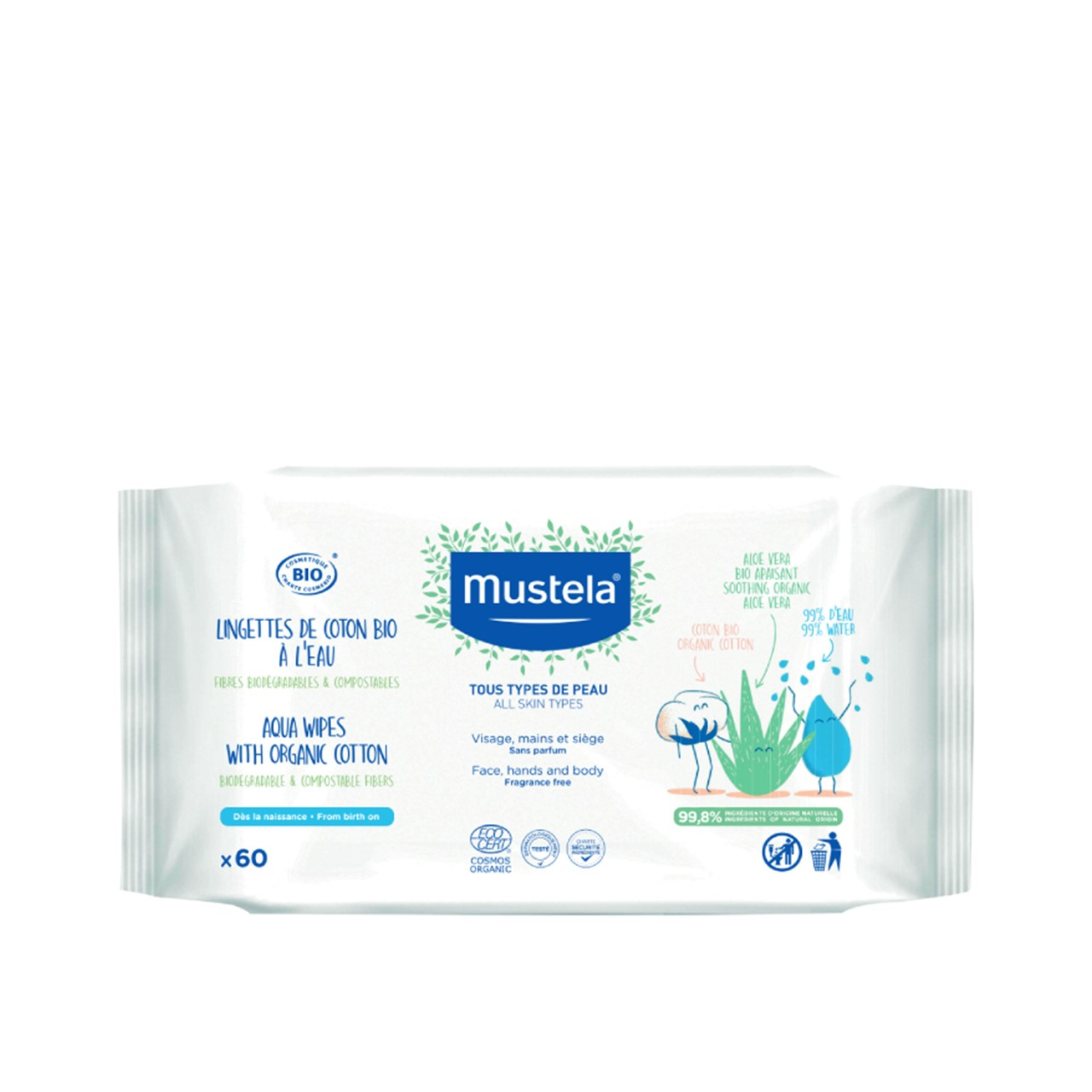 MUSTELA BEBE WATER WIPES WITH BIO COTTON 4 X 60 UNIT (S) ECONOMIC PACK
