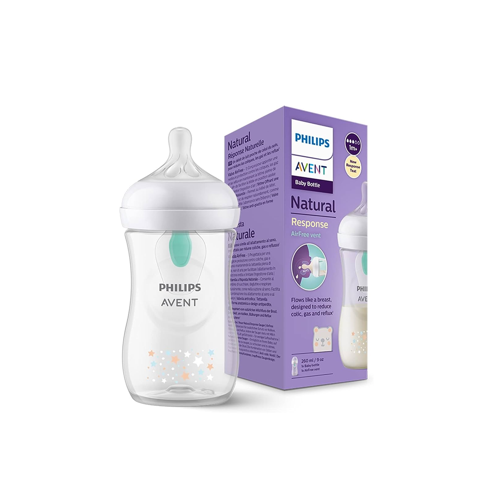 Buy Philips Avent Natural Response AirFree Vent Baby Bottle 1m+ Bear 260ml  · Macau